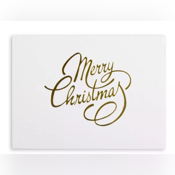 "MERRY CHRISTMAS" Set of 10 Note Cards * Gift Tags -Blank with Gold Foil Letters - Picture 1 of 6
